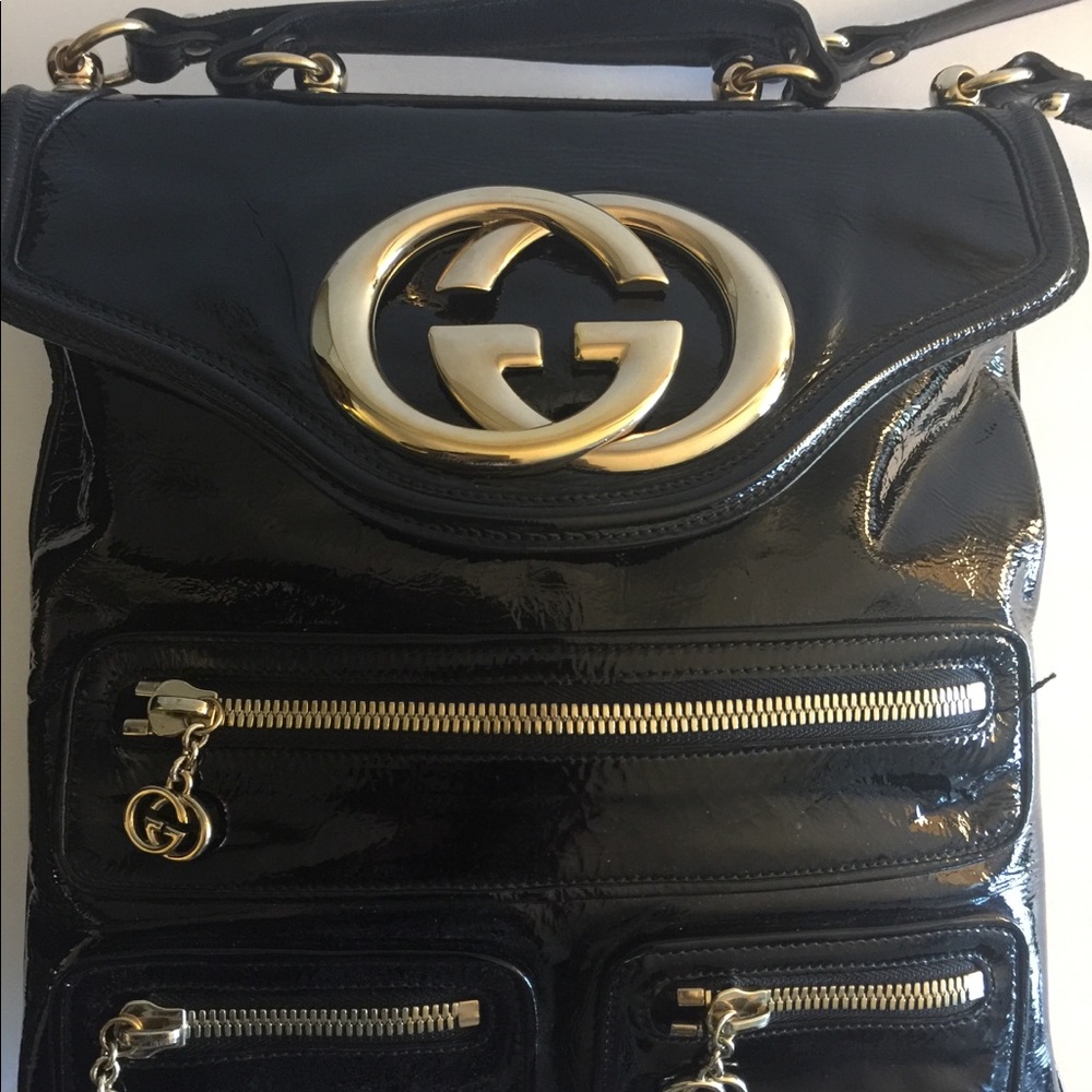 Gucci patent leather Britt messenger bag